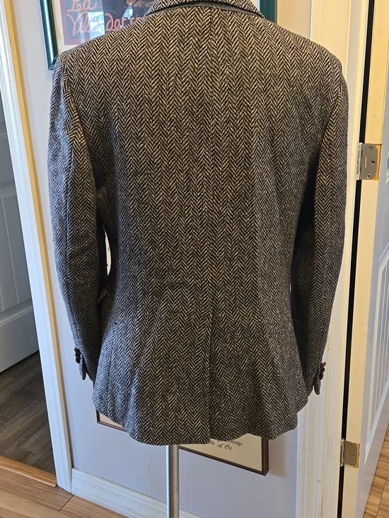 Vintage Union Made Lands End Herringbone Women’s Blazer Jacket Size 12 - Picture 6 of 13